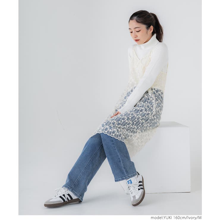 かぁこレースキャミソール ワンピmサイズ coca ワンピース 「WEB限定セール」レースキャミワンピース