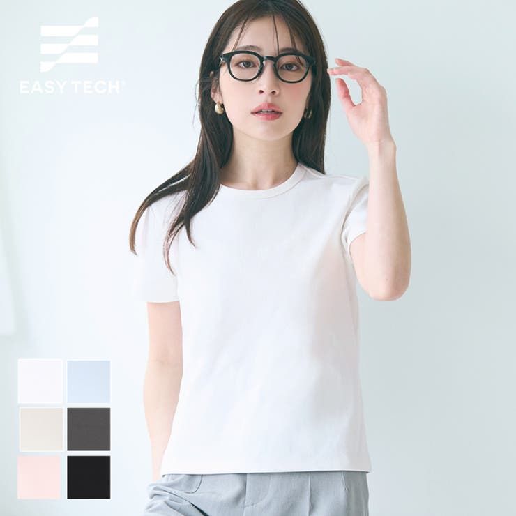 EASYTECHクルーネックTシャツ レディース[品番：PA000016973