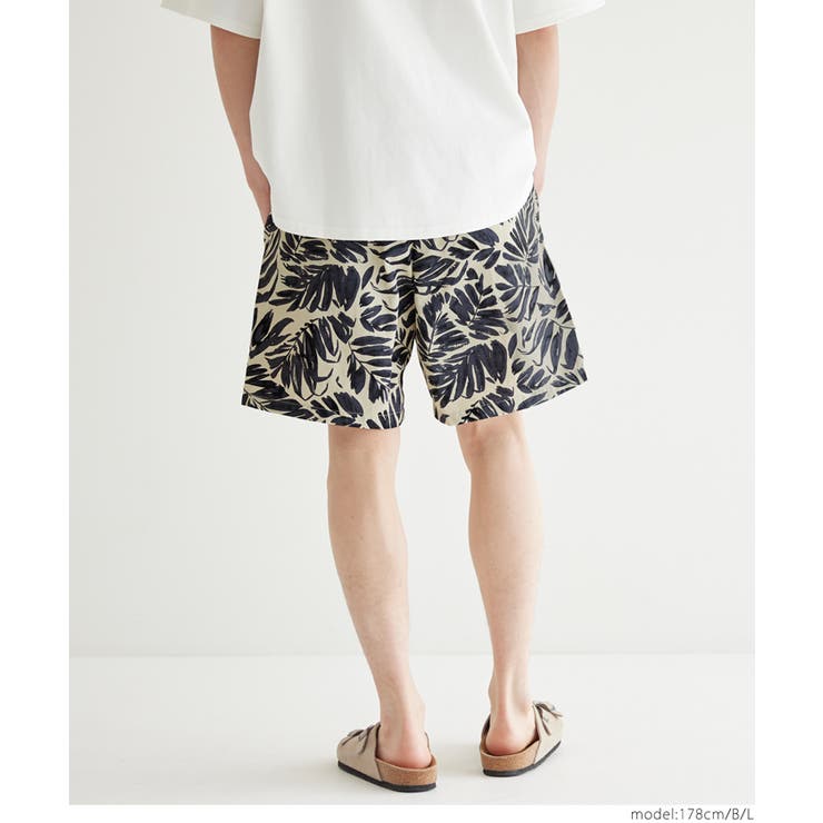 ワッシャーナイロンリーフ柄ショーツ メンズ[品番：PA000017079]｜coca