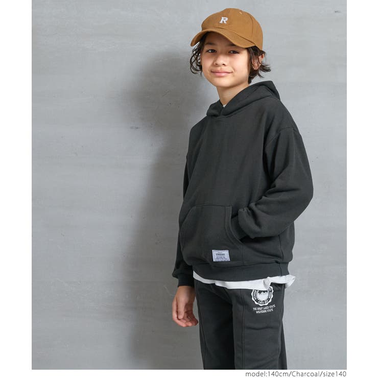 ［Charcoal］ | 裏毛カンガルーポケットプルパーカー キッズ | coca