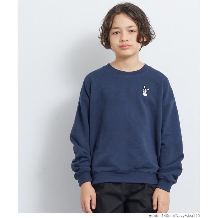 ［Navy］ | 裏毛ワンポイント刺繍トップス キッズ | coca