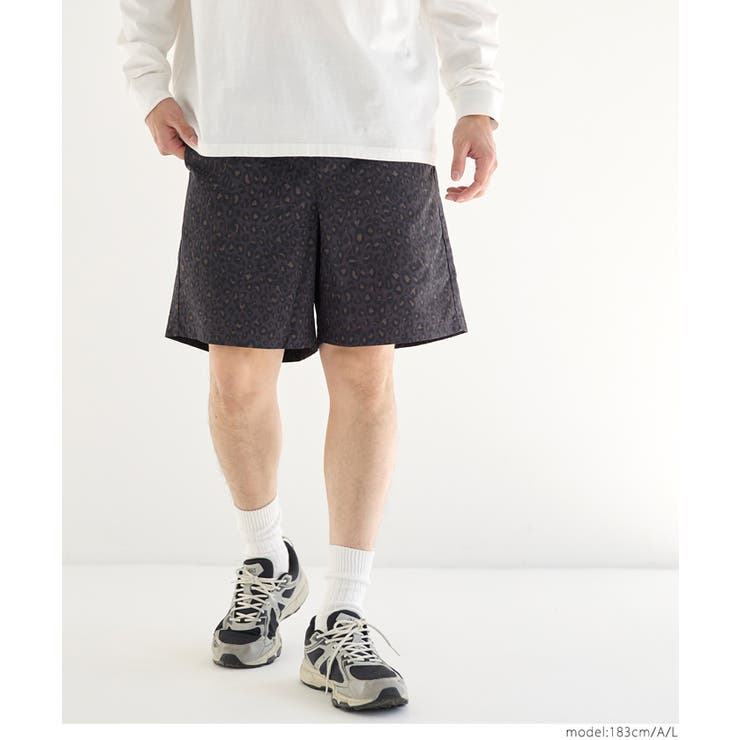 ワッシャーナイロンレオパードショートパンツ メンズ レディース