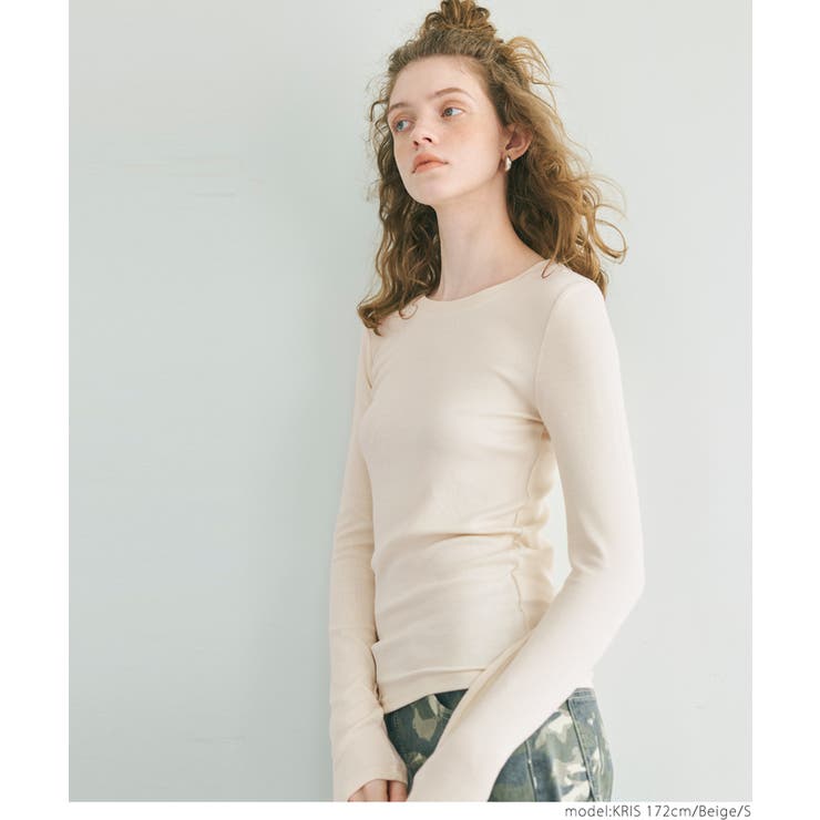 ［Beige］ | リブクルーネック レディース | coca