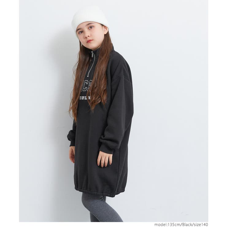 裏起毛ジップアッププリントワンピース キッズ[品番