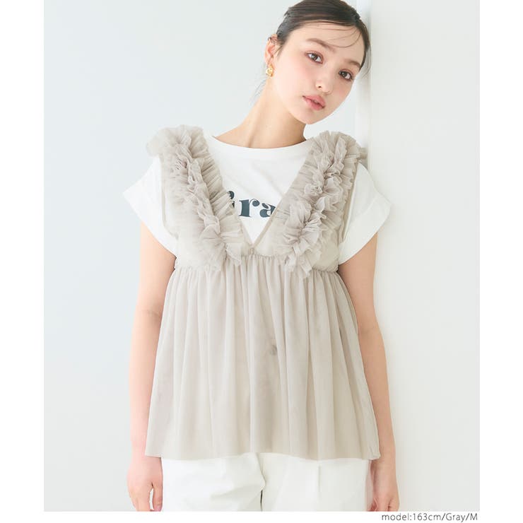 チュールVネックトップス レディース | coca | 詳細画像12 