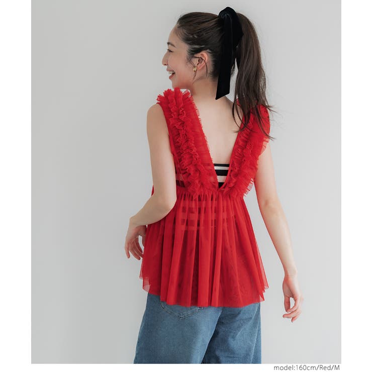 チュールVネックトップス レディース | coca | 詳細画像14 