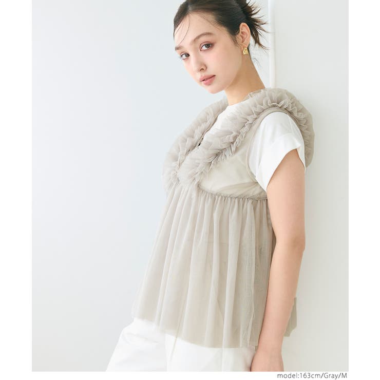 チュールVネックトップス レディース | coca | 詳細画像10 