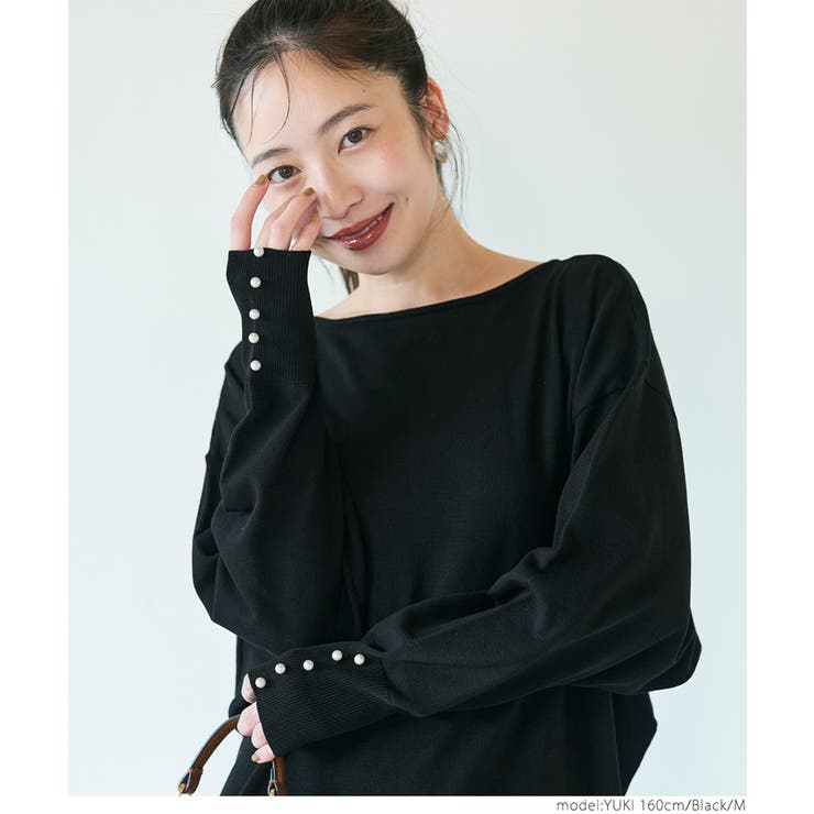 袖パールニットドレス レディース[品番：PA000016693]｜coca