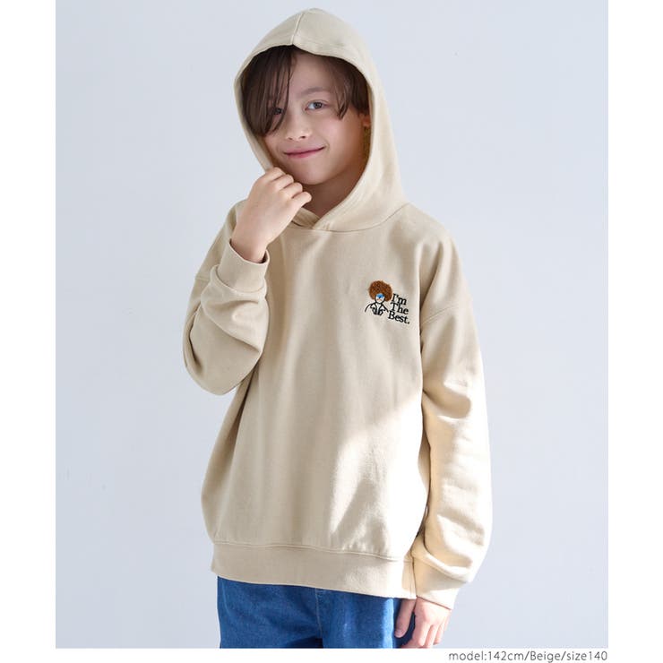 ［Beige］ | 裏毛胸刺繍プルパーカー キッズ | coca