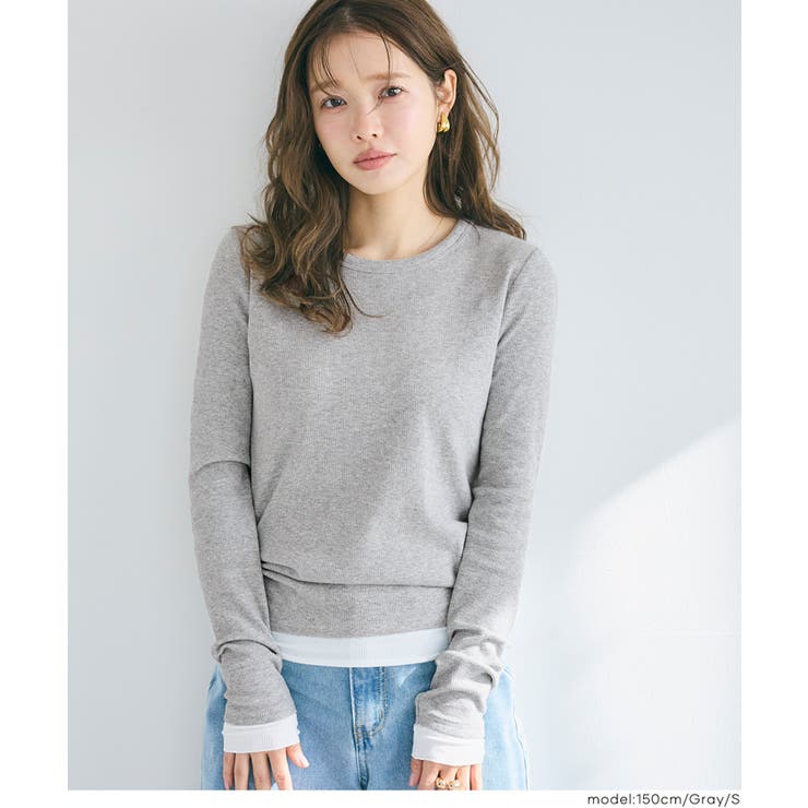 ［Gray］ | レイヤード長袖カットソー | coca