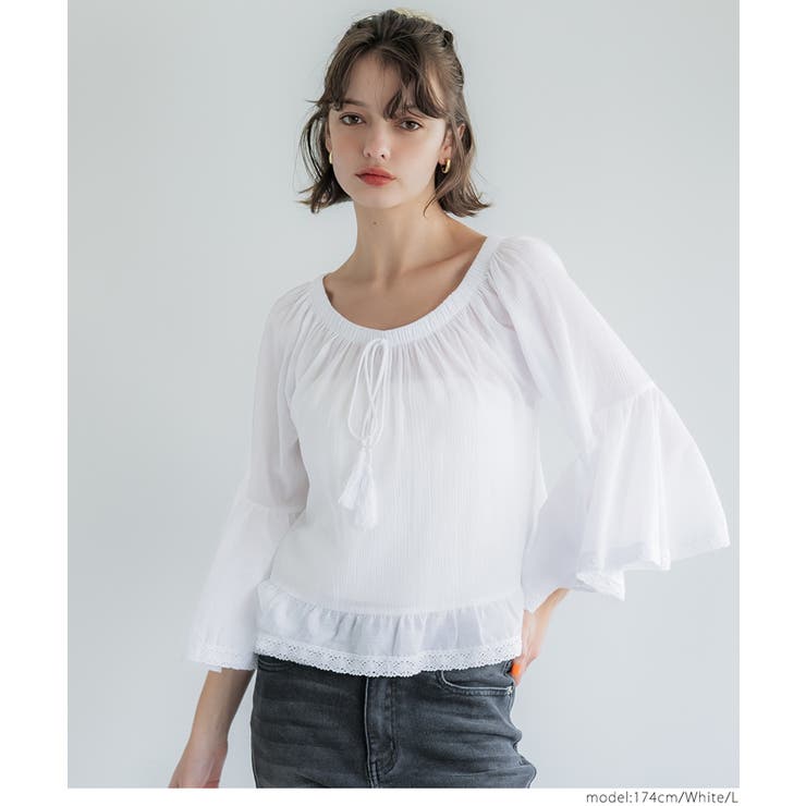 レースクロップドブラウス レディース | coca | 詳細画像10