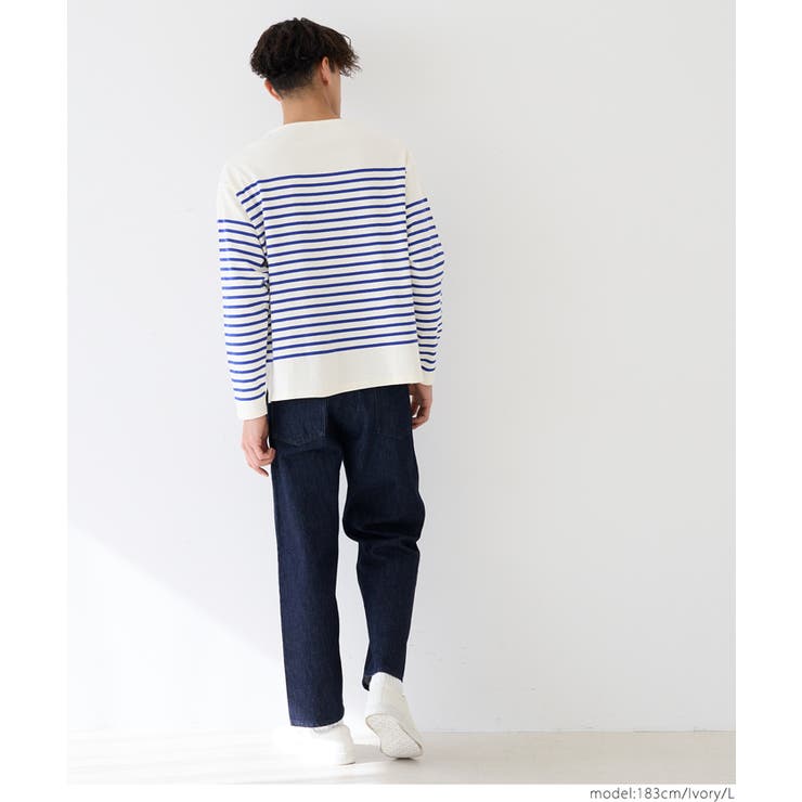 ヘビーウェイトパネルボーダーボートネックロンT メンズ | coca | 詳細画像11 