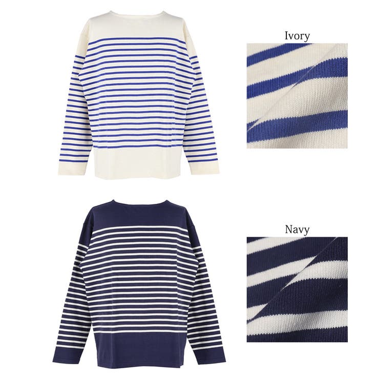 ヘビーウェイトパネルボーダーボートネックロンT メンズ | coca | 詳細画像15 