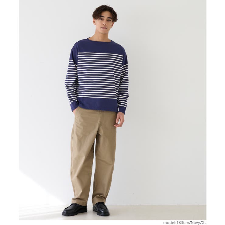 ヘビーウェイトパネルボーダーボートネックロンT メンズ | coca | 詳細画像4 