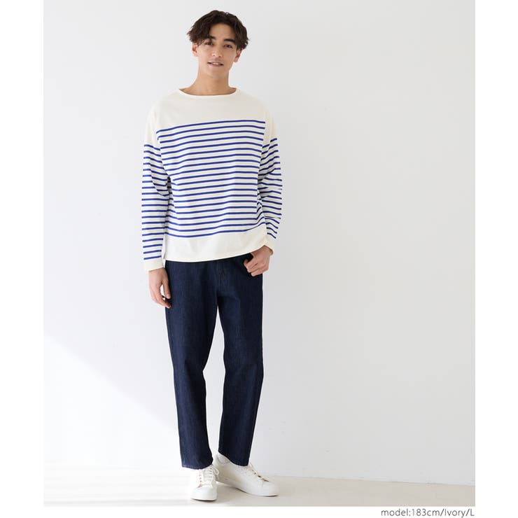 ヘビーウェイトパネルボーダーボートネックロンT メンズ | coca | 詳細画像9 