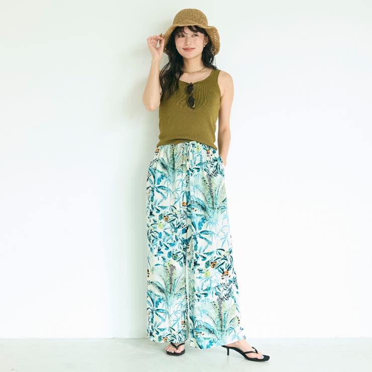＼26ss再入荷／レーヨンボタニカル柄パンツ | coca | 詳細画像1 