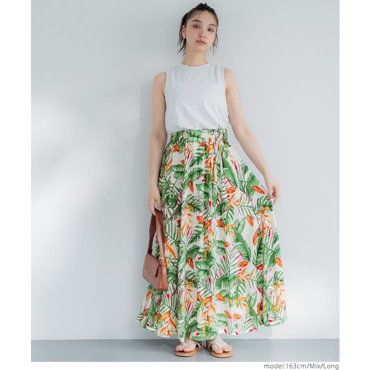 レーヨンリーフ柄フレアスカート レディース | coca | 詳細画像11 