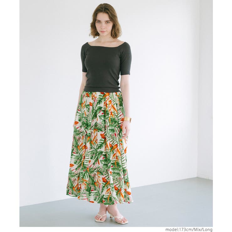 レーヨンリーフ柄フレアスカート レディース | coca | 詳細画像16 