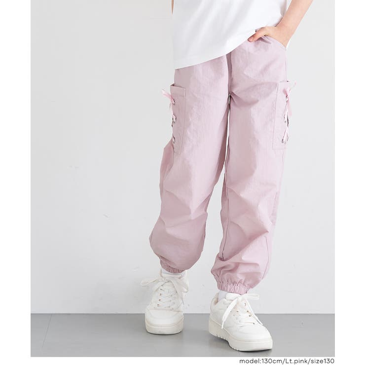 ［Lt.pink］ | レースアップポケットパラシュートパンツ キッズ | coca