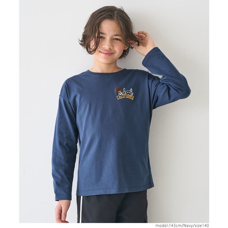 ［Navy］ | ワンポイント刺繍長袖Ｔシャツ キッズ | coca