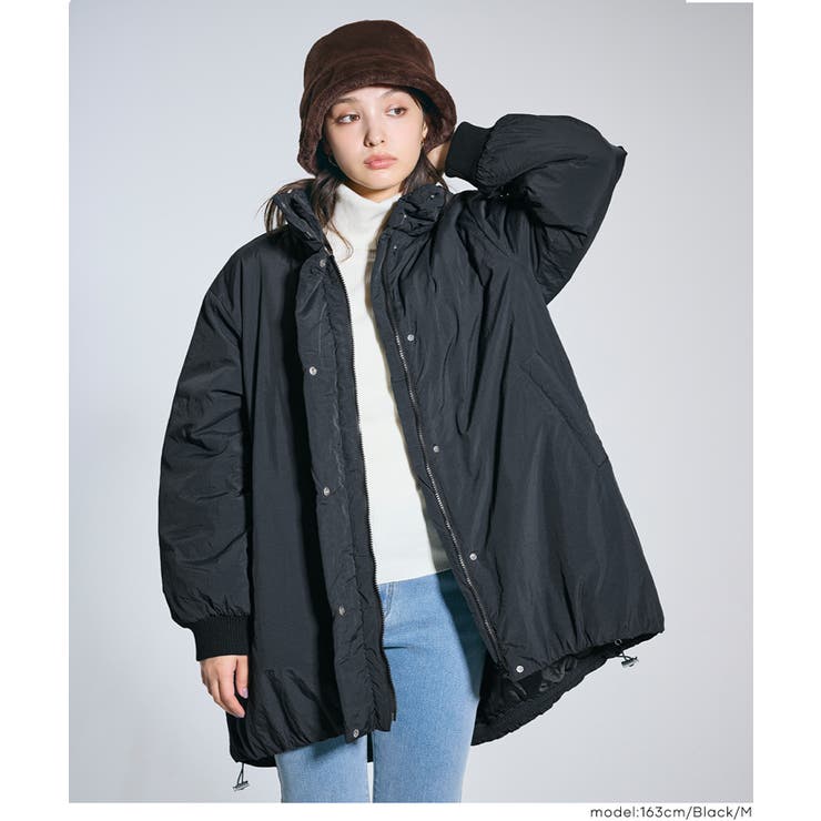 ［Black］ | 【洗える】中綿ロングブルゾン | coca