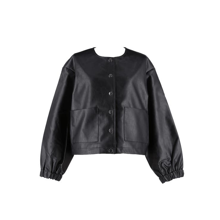 【新品】24AW ソブ フェイクレザーノーカラージャケット 黒 現行 ダブスタ Sov. / フェイクレザーノーカラージャケット OUTERS Night STORE