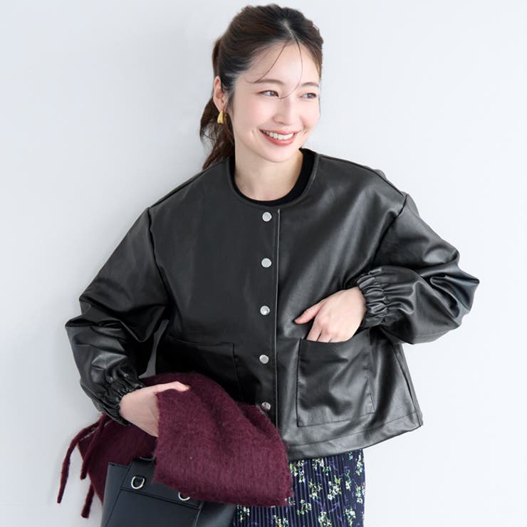 フェイクレザーノーカラージャケット[品番：PA000017493]｜coca（コカ