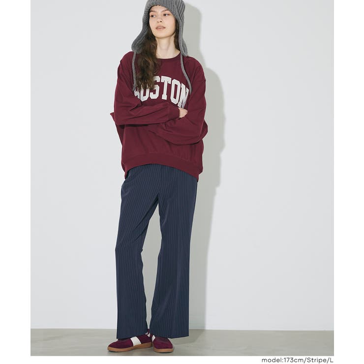 美シルエットを叶えるストライプセミフレアパンツ | coca | 詳細画像12 