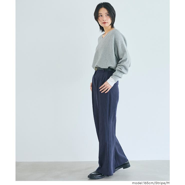 美シルエットを叶えるストライプセミフレアパンツ | coca | 詳細画像5 