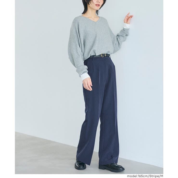 美シルエットを叶えるストライプセミフレアパンツ | coca | 詳細画像7 