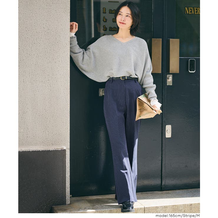 美シルエットを叶えるストライプセミフレアパンツ | coca | 詳細画像9 