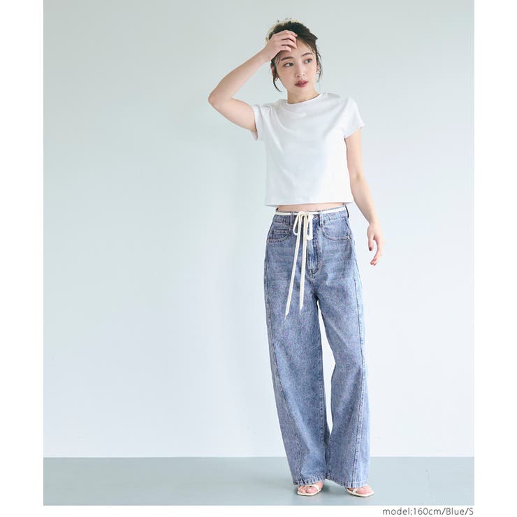 ［Blue］ | 紐付きデニムパンツ レディース | coca
