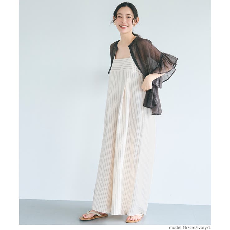 ［Ivory］ | リネンライクワイドサロペット レディース | coca