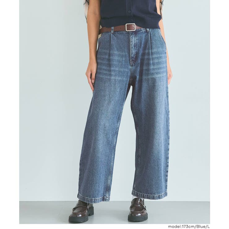 ［Blue］ | タックデニムパンツ | coca