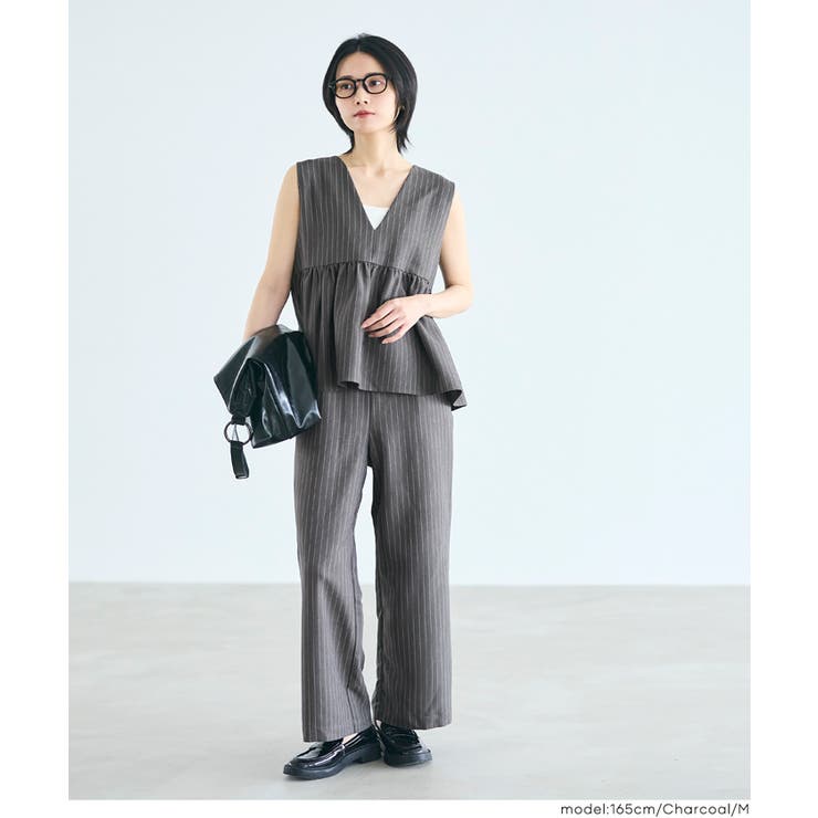 ヘリンボーンストライプイージーパンツ | coca | 詳細画像14 