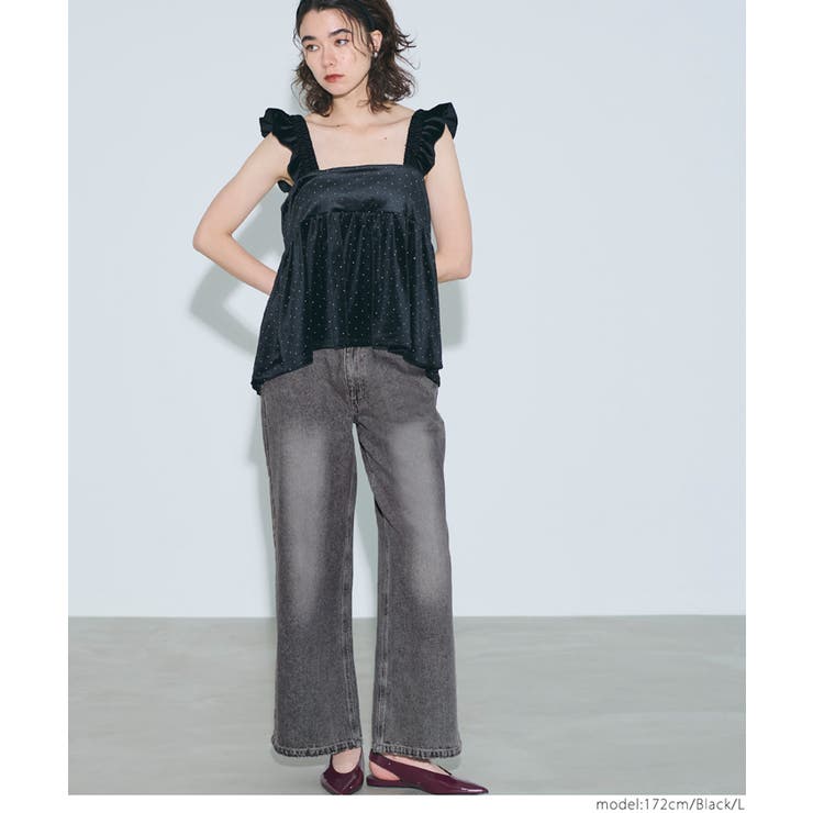 ［Black］ | ローライズワイドデニム | coca