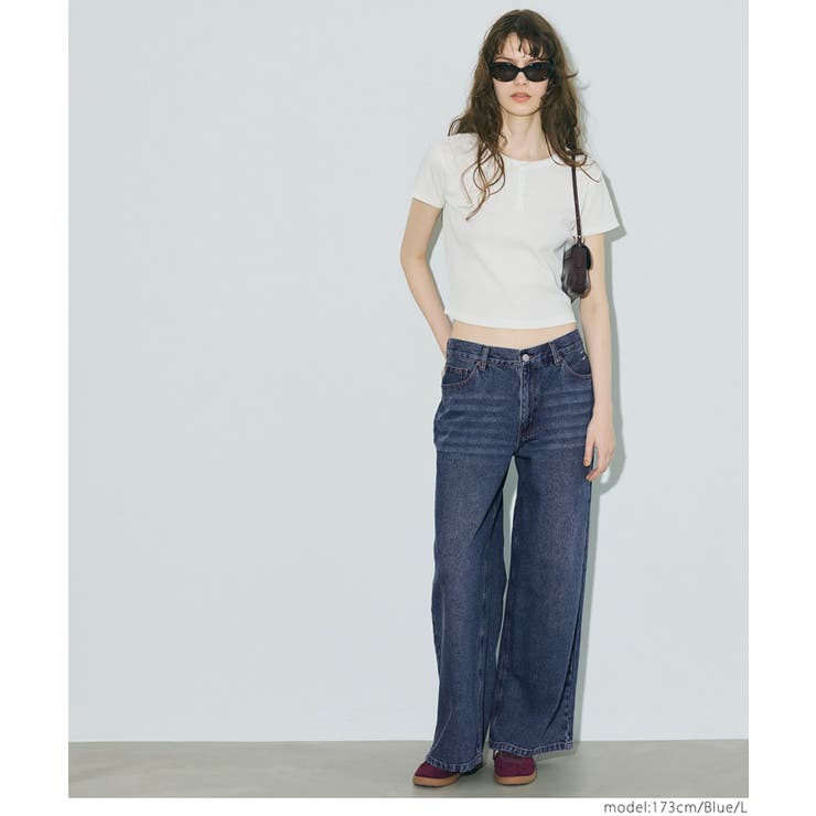 ［Blue］ | ローライズワイドデニム | coca