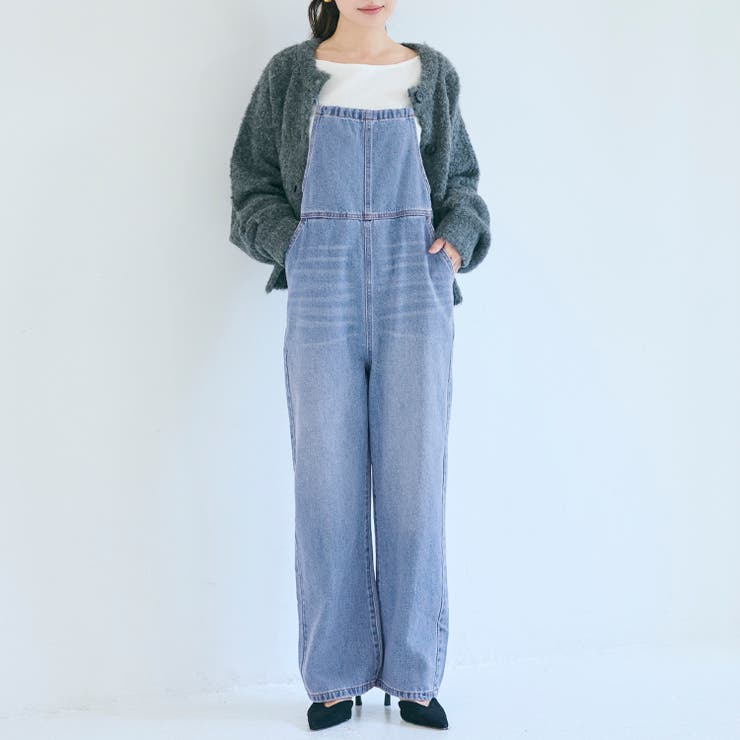 バックリボンでアクセント♪大人カジュアルデニムサロペット | coca | 詳細画像1 