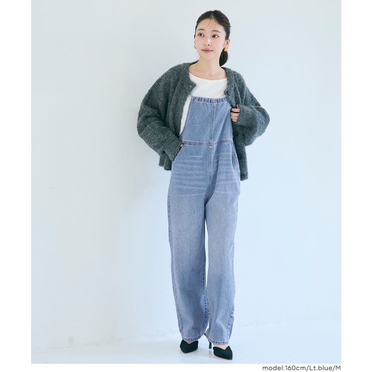 [Lt.Blue] | バックリボンでアクセント♪大人カジュアルデニムサロペット | coca