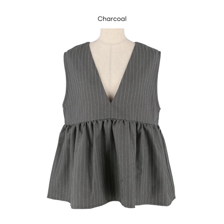 ヘリンボーンストライプフレアベスト | coca | 詳細画像17 