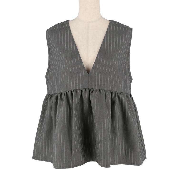 ヘリンボーンストライプフレアベスト | coca | 詳細画像2 