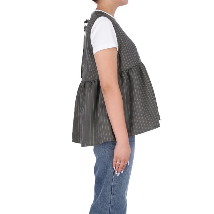 ヘリンボーンストライプフレアベスト | coca | 詳細画像4 