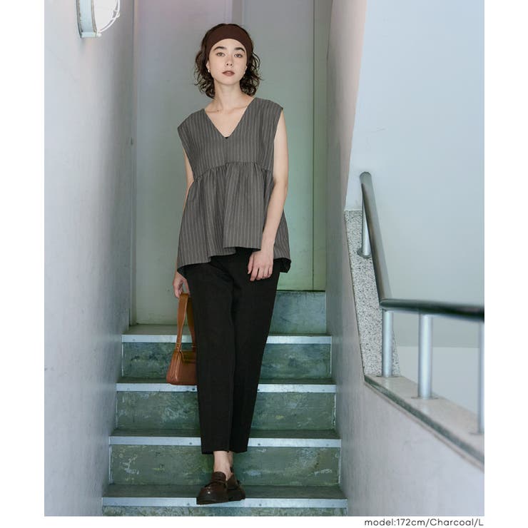 ヘリンボーンストライプフレアベスト | coca | 詳細画像6 