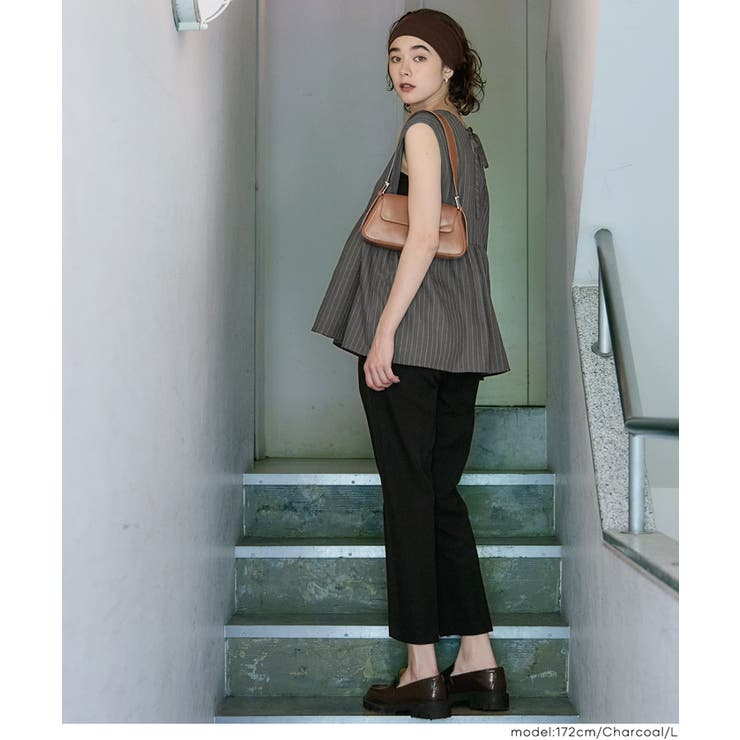 ヘリンボーンストライプフレアベスト[品番：PA000017383]｜coca（コカ