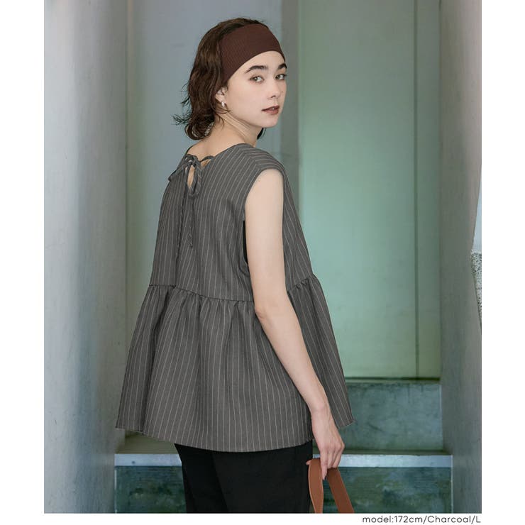 ヘリンボーンストライプフレアベスト | coca | 詳細画像8 