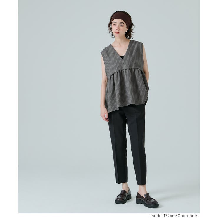 ヘリンボーンストライプフレアベスト | coca | 詳細画像9 