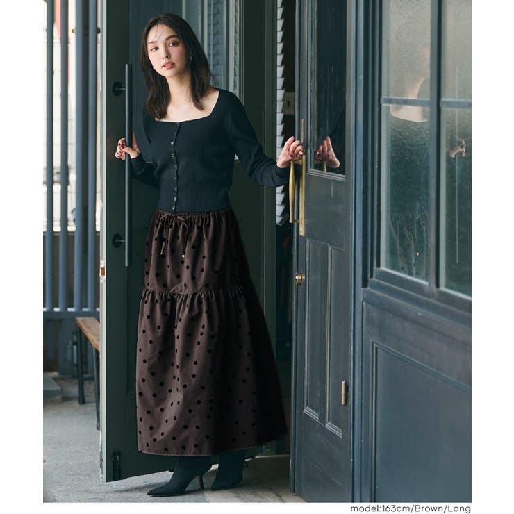 フロッキープリントティアードスカート | coca | 詳細画像11 