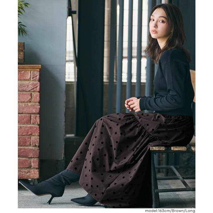 フロッキープリントティアードスカート | coca | 詳細画像12 