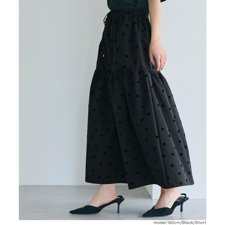 フロッキープリントティアードスカート | coca | 詳細画像18 