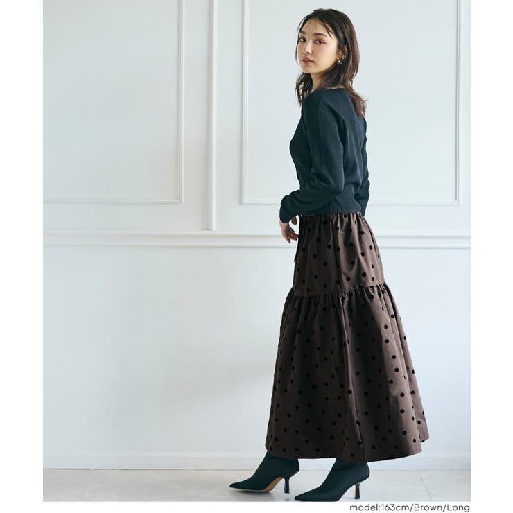 フロッキープリントティアードスカート | coca | 詳細画像8 